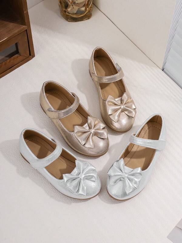 Girls' Princess Mary Jane Shoes With Bow Decor, Suitable For Indoor And Outdoor Wear, Spring & Autumn