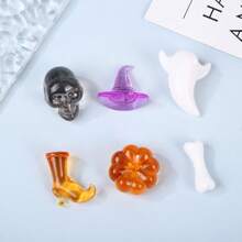 40/100pcs Halloween Themed Mini Decorations, Skull/Bone/Pumpkin/Wizard Shaped Accessories (Random Color), Holiday Gifts