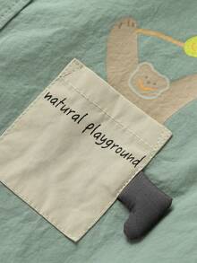 mini bala Baby Boy Letter Graphic Drop Shoulder Shirt - Earthy Green - View 7