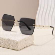 1pc Square Frameless Photo Prop Beveled Edge Fashion Glasses - Ombre - View 1