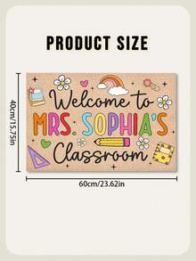 Customized Teacher Welcome Mat, Personalized Teacher Classroom Mat, Classroom Decor, Teacher's Day Gift, Teacher Carpet, Welcome Mat, First Day Of School Gift - Multicolor - View 3