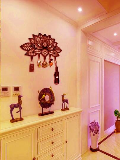 "Modern Wall-Mounted Key & Coat Hook – Lotus Metal Sculpture Decor, Space-Saving Entryway Storage, Stylish Hat Rack For Bedroom & Hallway – Contemporary Home Decor, Durable & Elegant Design"