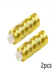 1pc/2pcs Metallic Gold & Silver Color Thread - 200 Yards, Brilliant & Shiny, Suitable For DIY Sewing, Embroidery And Patchwork Crafts - Multicolor - View 9