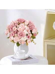 1 Pieza Flores artificiales de peonía de seda Ramo de hortensias para decoración de boda DIY, material para corona, flores para sujetar en la muñeca, en el pecho, en la cabeza, decoración para el auto de bodas, decoración de arco del dintel, para decorar el hogar, el comedor, el dormitorio, floreros, materiales de decoración para fiesta de cumpleaños, regalos para el Día de San Valentín y Año Nuevo
