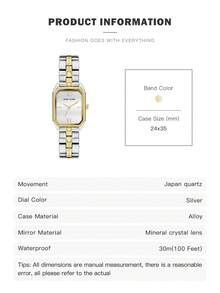 Anne Klein Silver-tone Stainless Steel Bracelet Watch for Women with Gold-tone Square Case Watch Ladies' Small Cute Rectangular Analog Watch with Adjustable Two-tone Bracelet