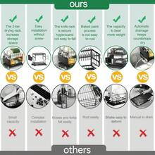 Dish Drying Rack: 2 Tier Stainless Steel Dish Rack For Kitchen Counter,Dish Racks For Kitchen Counter And Sink - Large Dish Drying Rack With Drainboard & Utensil Holders - Stainless Steel Dish Drainers Kitchen Organization And Storage - Trắng mờ - Xem 8