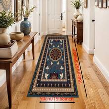 1 pieza Alfombra de silicona antideslizante con estampado floral del sudeste asiático, alfombra, tapete, impresión 3D rectangular, adecuado para sala de estar, dormitorio, pasillo, baño, lavandería - Alfombra de poliéster para decoración del hogar interior y exterior