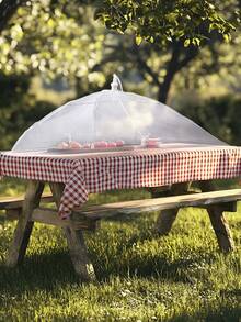 1pc White Insect And Mosquito-Proof Folding Cover, Vegetable Cover Can Be Disassembled And Washed Mesh Food Cover, Dining Table Cover Insect-Proof Cover For Camping Or Restaurant