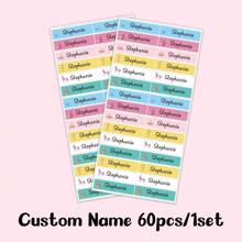 60pcs/ 120pcs/ 180pcs/ 240pcs Custom Name Sticker, Cartoon Small Fresh Cute Waterproof Modern School Supplies Label, Back To School, School Supplies, Paper Name, Category Sticker, Number Category, Customized Waterproof Name Labels For School Supplies, Personalized Stickers For Water Bottles, Lunch Boxes, And Personal Items, Warm Ambience, Autumn Home Refresh, Xmas Decoration