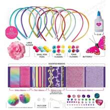 Kit de Confecção de Headbands para Meninas - Faça seus Próprios Headbands da Moda para Crianças - Conjunto de Acessórios de Cabelo DIY - Presente de Artes e Artesanato para Meninas de 5 a 12 Anos - Presentes de Natal de Artes e Artesanato para Crianças Pequenas - Presilhas BB Fofas, Presilhas de Franja e Acessórios de Cabelo para Meninas - Adequado para Acessórios de Vestuário, Fácil de Armazenar e Fixar o Cabelo, Joias DIY. - Multicolorido - Visão 4