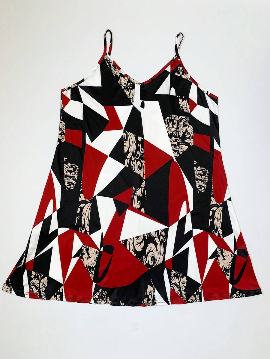 夏季新款几何图案加大码女式无袖连衣裙、性感度假太阳裙、飘逸夏季沙滩裙、波西米亚风女式短裙、休闲夏季女装