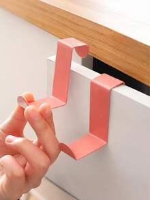 2pcs Kitchen Cabinet/Wardrobe Door Hooks, Nail-Free Stainless Steel S-Shaped Hanging Hooks, Dual-Use Coat Hooks - Multicolor - View 7
