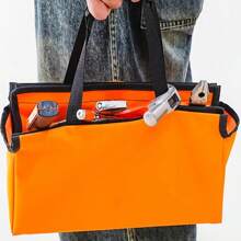 1pc Heavy Duty Tool Bag For Step Ladder, Oxford Cloth Material, Waterproof And Scratch Resistant, Expandable Storage With Hanging Design For Home Remodeling Organizer, Large Capacity For Storing Screws, Wrenches, Drills And Other Maintenance Tools