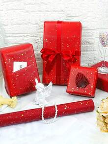 1 Cuộn Giấy Gói Quà Kim Loại Mờ, Giấy Màu Trơn, Giấy Gói Quà, Thích Hợp Cho Đám Cưới, Ngày Valentine, Sinh Nhật, Giáng Sinh, Tự Làm Bó Hoa Và Các Dịp Khác, Giấy Gói Quà Giáng Sinh Kim Loại, Giấy Trang Trí Giáng Sinh Tự Làm, Họa Tiết Trơn, Giấy Gói Mờ - Đỏ tươi - Xem 8
