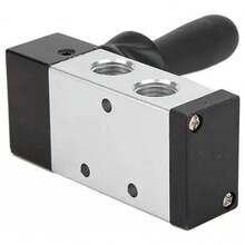 Válvula neumática de palanca de 5 vías y 2 posiciones 1/4 Npt, utilizada para controlar la presión, el flujo y la dirección del flujo de aire en sistemas neumáticos y para asegurar el funcionamiento normal de varios componentes neumáticos en actuadores o mecanismos neumáticos. - Plateado - Ver 7