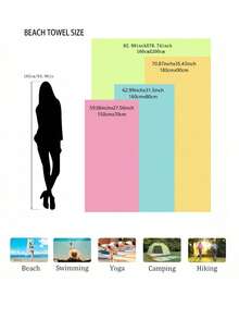 1 pieza Toalla de playa con patrón floral de dibujos animados, de tela de microfibra suave, que proporciona protección solar, esencial para viajes y playa - Multicolor - Ver 3