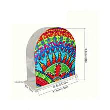 1 pieza Kit de pintura de diamantes de bricolaje para adultos, caja de pañuelos con patrón de globo aerostático arcoíris, adecuado para principiantes para hacer una caja de pañuelos con forma irregular con diamantes incrustados, decoración de escritorio, regalo artesanal de pintura de diamantes para el hogar