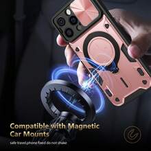 磁性 + 支架全新军用级手机壳，带 360° 旋转指环支架，防震手机壳，兼容 11/12/13/14/15/16 Pro Max、S25U/S22/23/24+、A04/A05/A14/A15/A24/A25/A34/A54S、Coolpad、OPPO、VIVO、Redmi Note 13C+、HONOR X7/X8/X9、OPPO/VIVO 型号，采用 TPU 材料制成，防水防摔防刮 - 玫瑰金 - 查看 4