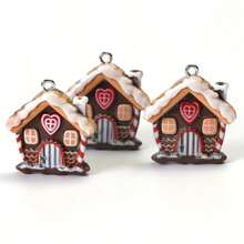 5/10 Stücke Klassisches Lebkuchenhaus Anhänger, Harz Weihnachtsschmuck, geeignet für DIY Schmuckherstellung wie Halskette, Ohrringe, Schlüsselanhänger - Weihnachts-Feiertags-Dekoration, keine Stromversorgung nötig, Hängedekoration