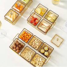 1 bộ khay kim loại cong để đựng đồ ăn nhẹ, trái cây sấy khô, trái cây - Trong sáng - Xem 3