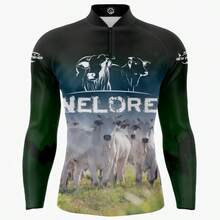 Camisa Camiseta de Pesca Agro NELORE Gola Zíper Proteção Solar UV New Fisher - NF45
