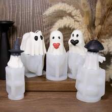 Molde de silicona para velas con forma de fantasma de Halloween 3D, herramienta para hacer manualidades de yeso y resina, regalos artesanales para festividades y decoración para el hogar - Multicolor - Ver 6