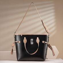 Women's Bag Glamorous Fashion Accessories + Coin Purse Premium Line Crossbody Strap Satin Lining Gaby Show - 黑色/杏仁色 - 查看 2