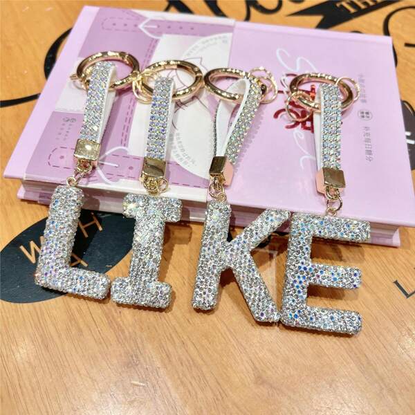Initial 26 Letter Keychains For Car Keychain, Easter Basket Essentials, Mom Day Gift, Keychains, Shiny Diamond Car Decoration, Decoration Of Car Keychains, Keychains Of Car Charm, Car Decor For Women. Cute Bling Keychain, Car Enthusiast Keychain