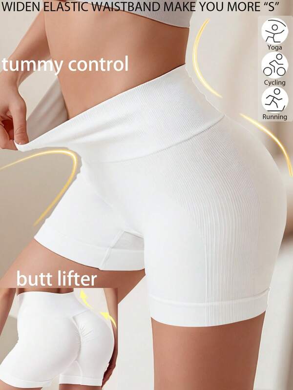 Stretch Seamless Knit Yoga Shorts Of Women High Waist Tummy Control Butt Lifter Yoga Pants Breathable Comfy Safety Shorts Mid Waist Elastic Shaping Boxer Shorts Female Boyshorts Underwear Lingeries Soft Skin-Friendly Traceless Underpants Flat Corner Pants