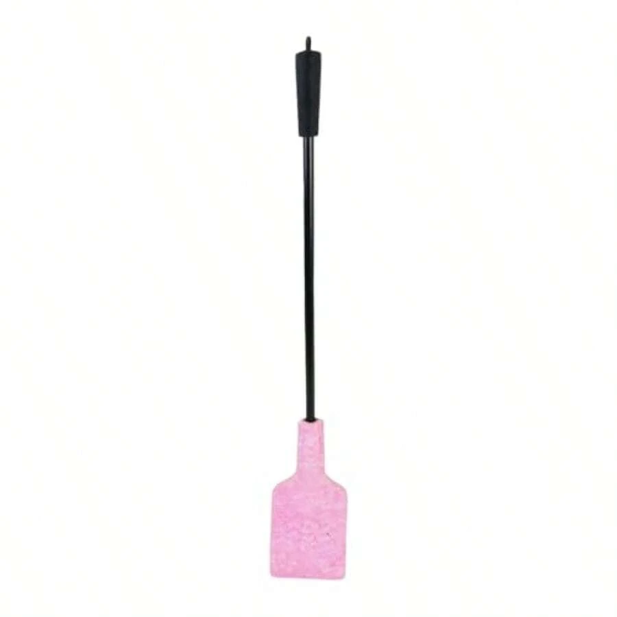 Látigo de montar a caballo rosa de PU Fantasy de 14.17 pulgadas, hecho a mano, fusta perfecta para entrenamiento, espectáculos y disfraces, látigo de caballo de fantasía rosa de PU con cabeza en T - como en la foto - Ver 1