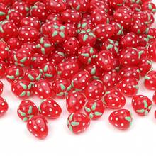 10/15 hạt dâu tây lỗ thẳng Acrylic nhiều màu, đồ trang sức tự làm, vòng cổ, vòng tay, hạt trang trí hình trái cây làm quà tặng ngày lễ - Hạt dâu tây - Xem 13