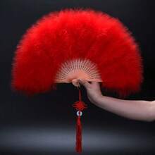Vintage Inspired Foldable Handheld Fan Red - 紅色 - 查看 2