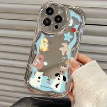 Funda para teléfono 1PC Diseño de TPU Teléfono de onda galvanizada, evita el desgaste, transpirable resistente al calor y al polvo, adecuado 11, 12, 13, 14, 15, 16 Plus Pro Promax XSMAX X/ XS - Plateado - Ver 5