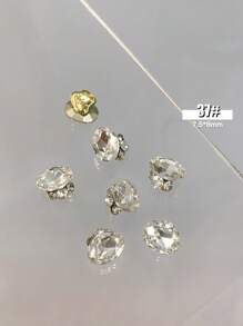 5Pcs/30Pcs/50Pcs Mixed Size Luxury Nail Rhinestone Decorations, New Sparkling Alloy Stacked Rhinestone, Crystal Oblique Heart & Square Nail Charms, Diy Nail Supplies Nails Nail Gems