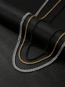 3 件套三色项链套装，时尚混色多层粗款首饰套装，简约套装，适合送礼