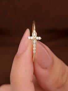 1pc Ladies' Cross Ring, Engagement Ring,Promise Ring, Do Not Change Color, Give Your Daughter Sisters Belief Baptism Jewelry