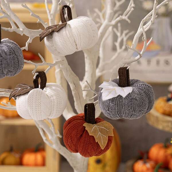 3pcs Fall Thanksgiving Pumpkin Hanging Ornament Orange Gray White Pumpkin Hanging Decors For Thanksgiving Day Autumn Party Home Decor Halloween Party Decors