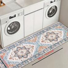 1 pieza Alfombra de silicona antideslizante con estampado floral del sudeste asiático, alfombra, tapete, impresión 3D rectangular, adecuado para sala de estar, dormitorio, pasillo, baño, lavandería - Alfombra de poliéster para decoración del hogar interior y exterior