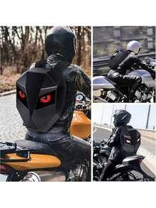 Mochila de motocicleta Gelrova Knight LED, maleta de estilo urbano de 48.26 cm de PVC, bolsa para laptop con carga USB, sin batería, ideal para salir - Gran maleta rígida para moto - Negro - Ver 9