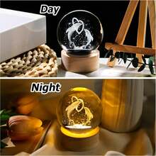 Dolphin Gifts For Women Men 3D Dolphin Crystal Ball With Wooden Light Base Crystal Dolphin Decor Dolphin Gifts For Dolphin Lovers For Christmas Valentine's Day Birthday