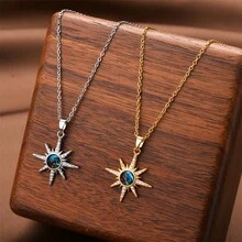 1pc Fashionable Starry Sky Star Pendant Delicate Cubic Zirconia Stainless Steel Necklace, Perfect Gift For Wife And Daughter Anniversary Birthday Party Accessory - X1531-starry Sky - View 10