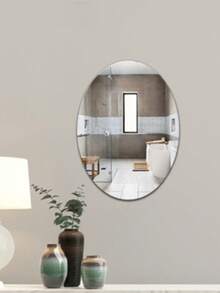 OUTANA 1pc/2pcs Acrylic Oval Self-Adhesive Home Decor Wall Mirror, Modern Minimalist Design Removable Full-Length Mirror Wall Sticker, No Drilling Required, Suitable For Living Room, Bathroom, Dining Room, Office, Gym, Bedroom, Dorm, Classroom - Multicolor - View 7