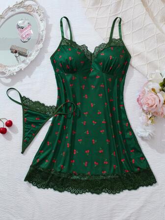 2pcs Women Sexy Nightgown Sleepwear Robe Lingerie Set For Rave