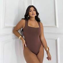 Women's Bodysuit Square Neckline Premium Suplex Fabric Simple Casual Elegant None