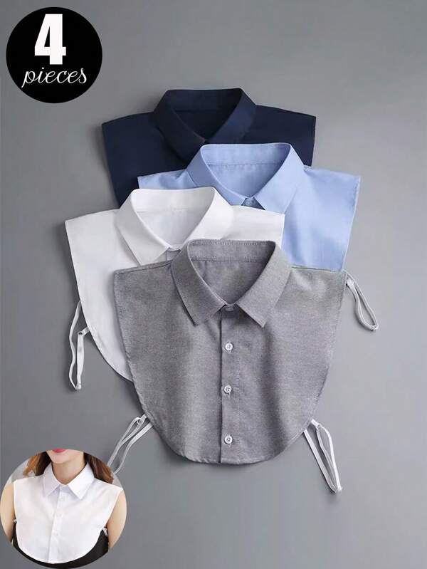4 Pieces/1 Piece Unisex Solid Color Professional Versatile Pointed Collar Fake Collar Shirt Collar Suit Inner Collar Detachable Collar Fake Collar