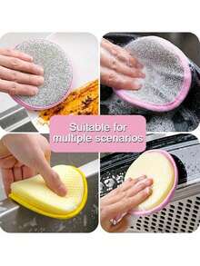5/10 قطعة إسفنجة تنظيف عشوائية الألوان - إسفنجة مطبخ متينة من البولي يوريثان مع لمعان مقاوم للخدش وسطح منسوج للاستخدام مع الزيوت/الدهون غير اللاصقة والأدوات والأواني والمقالي - تصميم قابل للتكديس مع أربطة مطاطية للتثبيت الآمن أداة تنظيف متعددة الأغراض | تصميم ملائم | بولي يوريثان متين