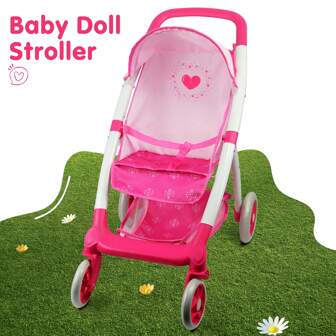 ANIVIA Toys Baby Doll Stroller For Toddlers With Basket And Mute Wheels, Baby Doll Stroller For 18 Inches American Girl Dolls With Multi Function Best Gift For Babies, My First Baby Doll Strollers Toy