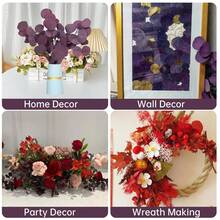 Preserved Dried Eucalyptus Stems, Purple Eucalyptus Leaves, 4- 10 Pcs Silver Dollar Leaves For Vase Filler, 14- 17' ' Dried Plants Garland For Wreath Wedding Home Farmhouse Party Decor