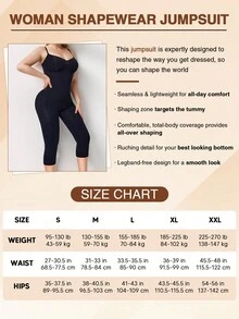 Women Low Back One Piece Jumpsuits Tummy Control Workout Full Length Casual Shaperwear Bodysuit - 黑色 - 查看 4
