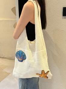 Bolso de mano minimalista suave de punto, nuevo bolso de mano casual versátil de gran capacidad para ir al trabajo para mujeres